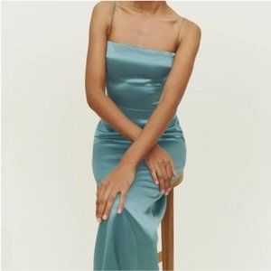 REFORMATION FRANKIE DRESS, VERDIGRIS, 0